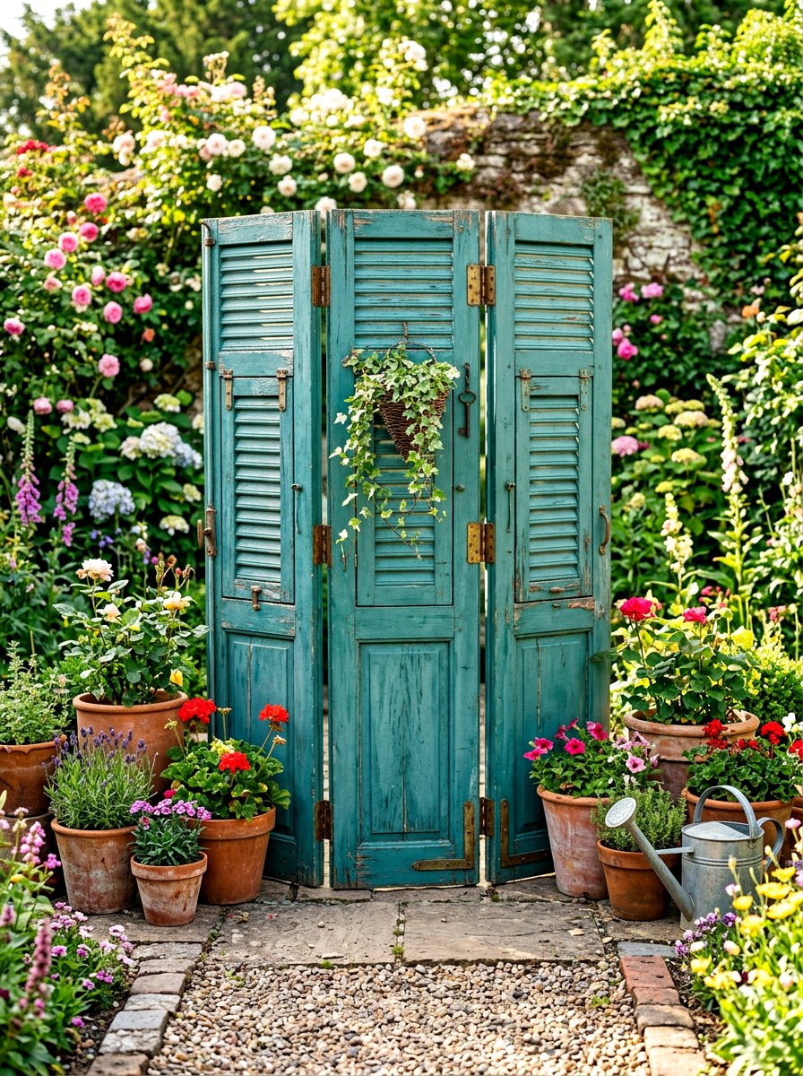 Repurposed Window Shutters - 30 utility box cover ideas