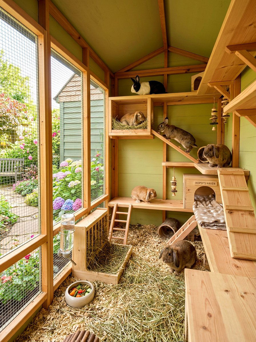 Repurposed garden shed rabbit house - 30 rabbit hutch garden ideas