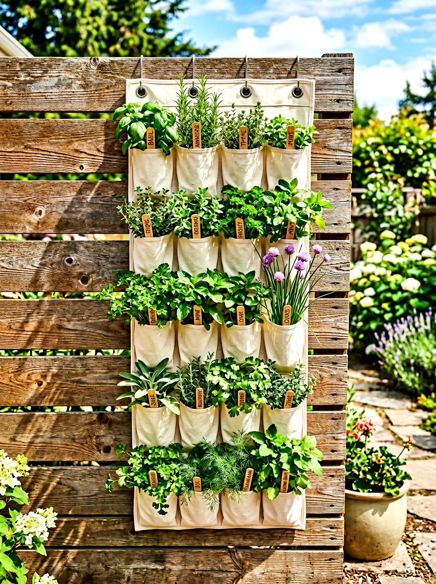 Repurposed shoe organizer garden - 30 backyard herb garden ideas