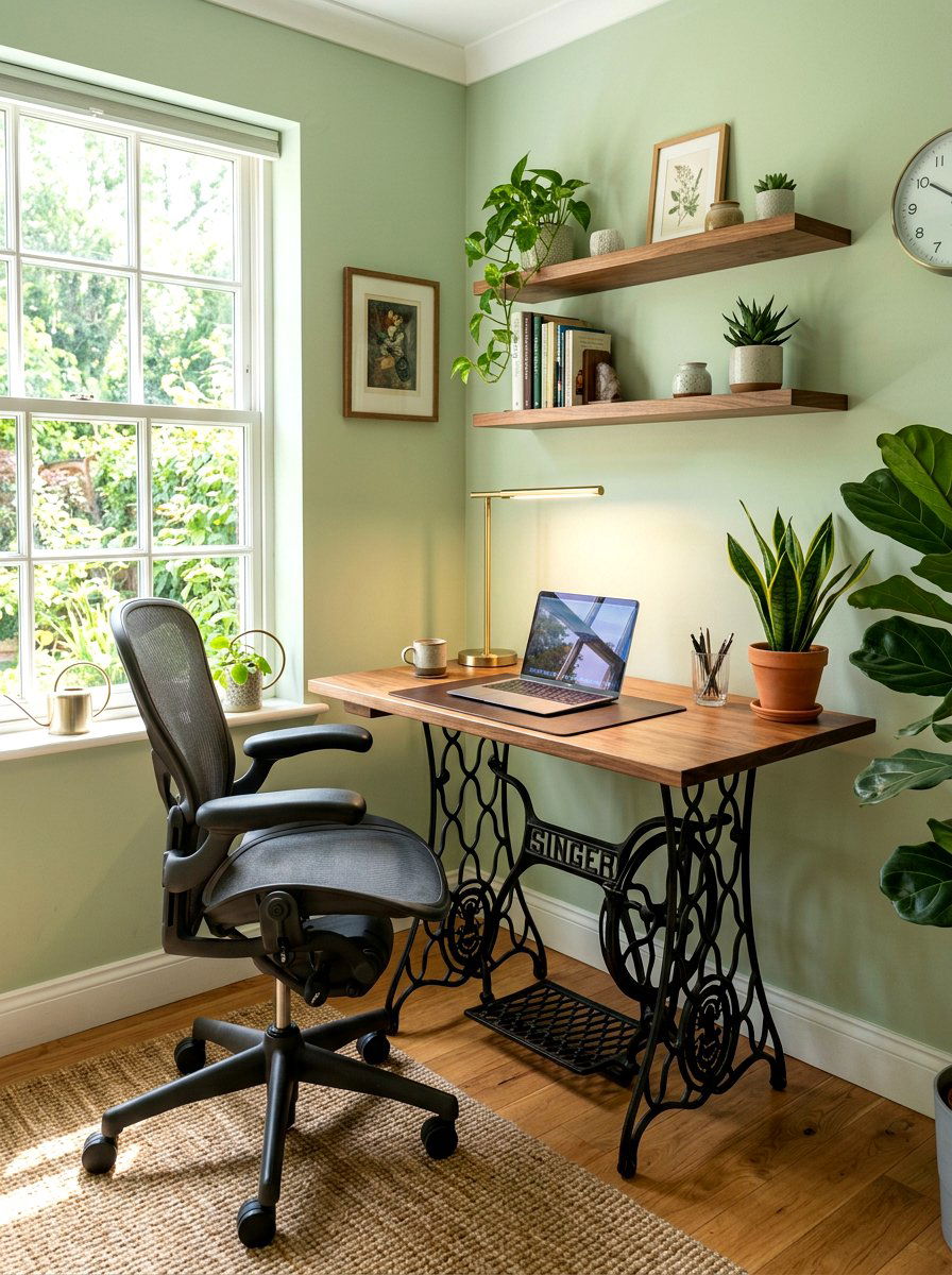 Repurposed vintage sewing machine desk - 30 heirloom decor ideas