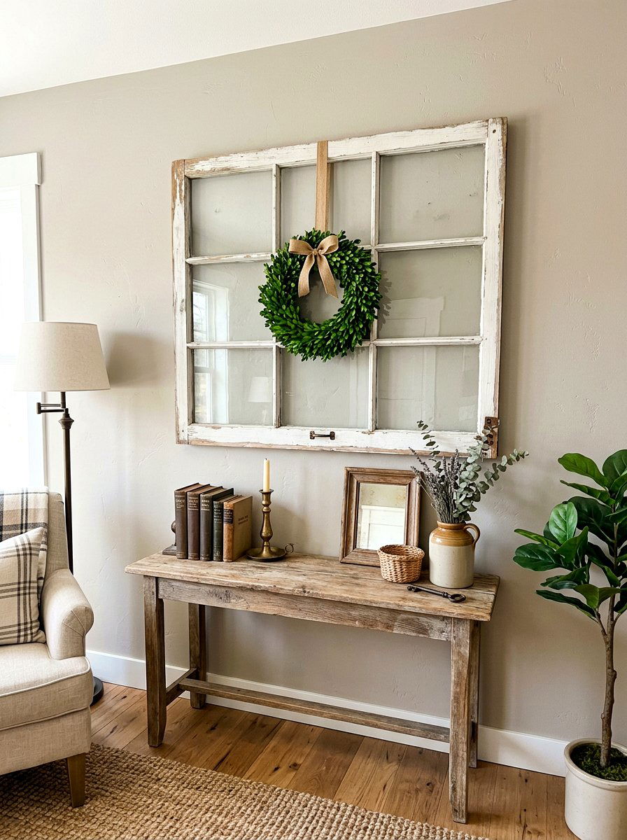 Repurposed window frame - 30 shabby chic decor ideas