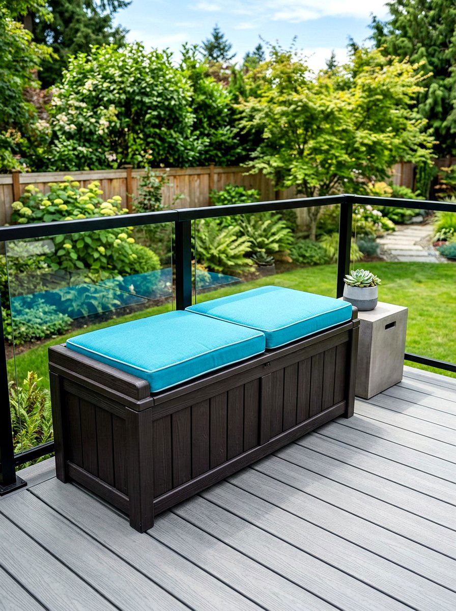Resin Deck Box Seating - 30 outdoor storage bench ideas