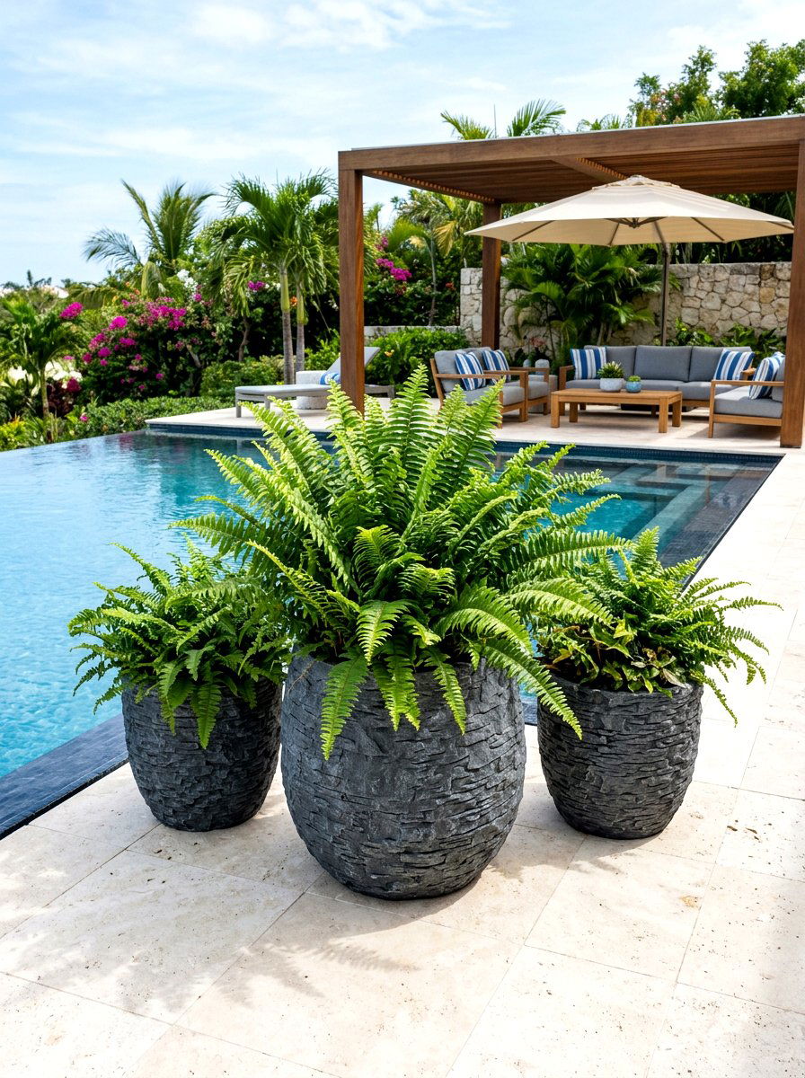 Resin Faux Stone Pots - 30 modern planter ideas