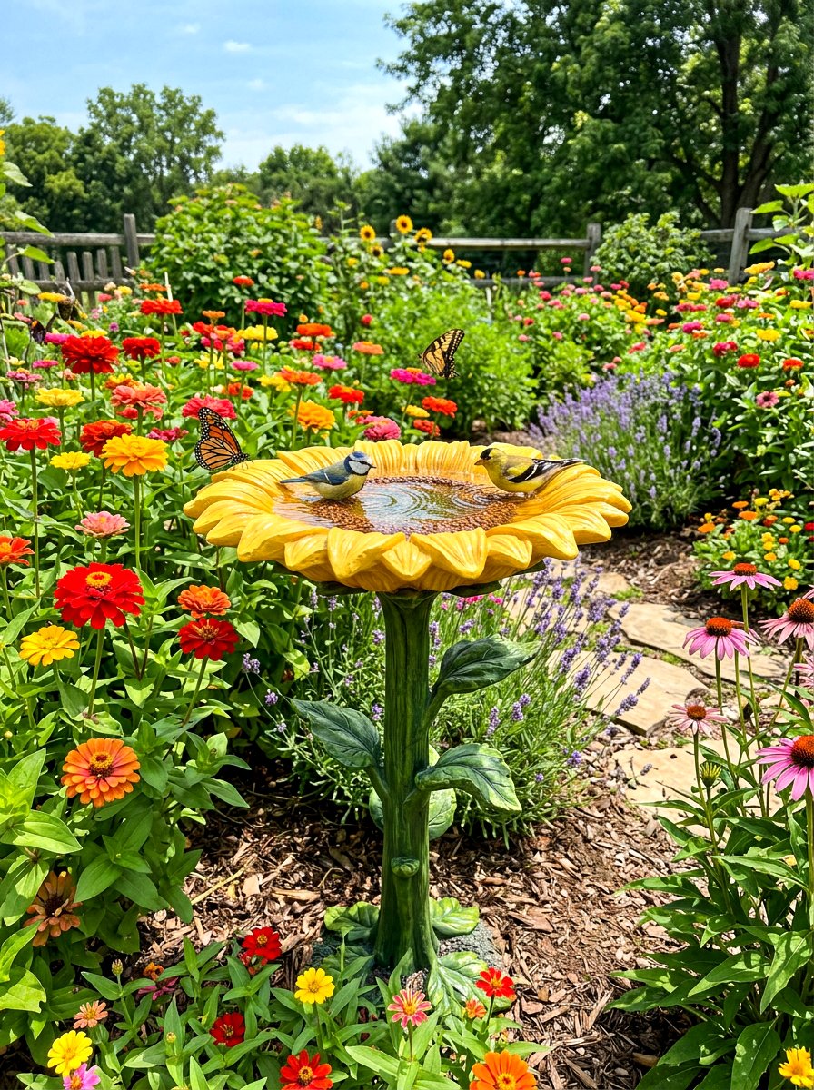 Resin Flower Bird Bath - 30 bird bath ideas