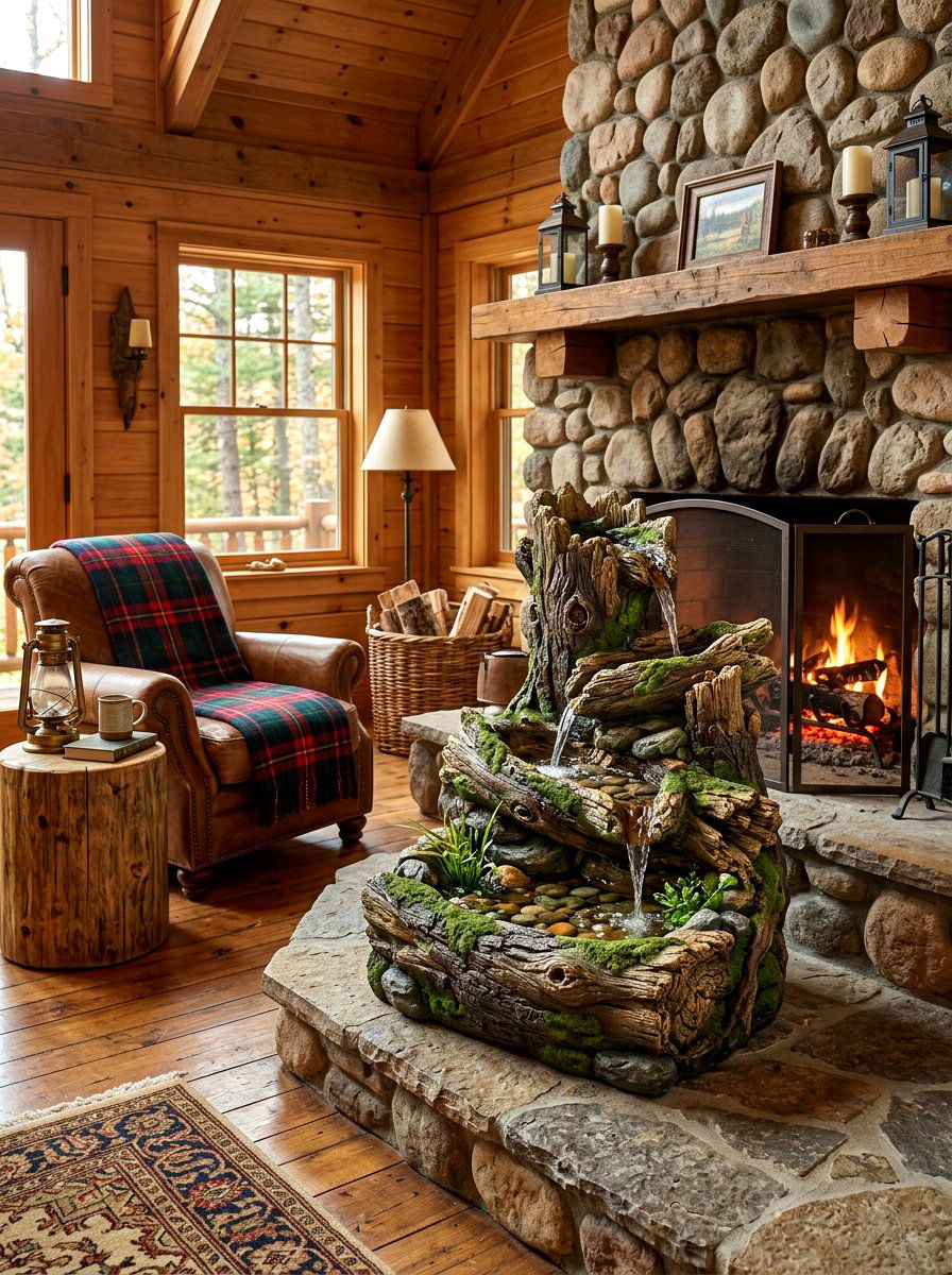 Resin Log Fountain - 30 tabletop fountain ideas