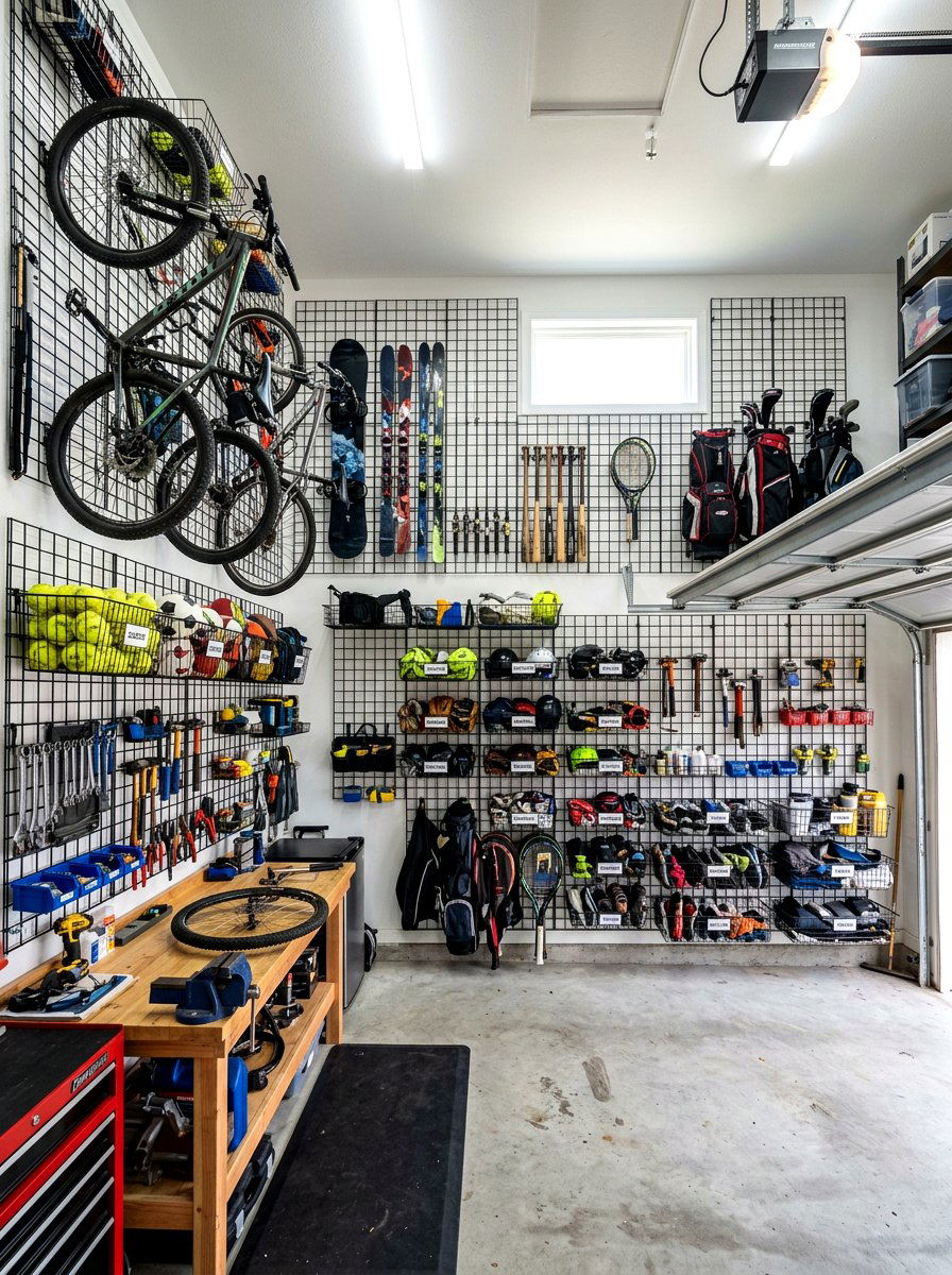 Retail Style Grid Wall - 30 garage wall panel ideas