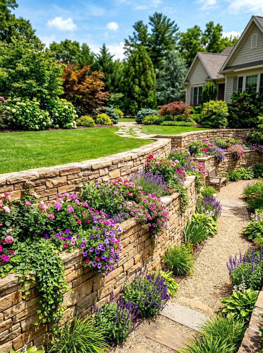 Retaining Wall - 30 front yard landscaping ideas