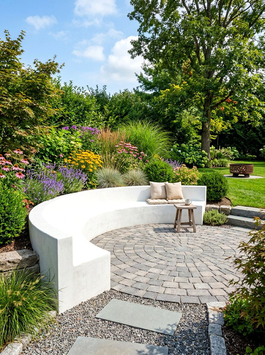 Retaining Wall Bench - 30 backyard seating circle ideas
