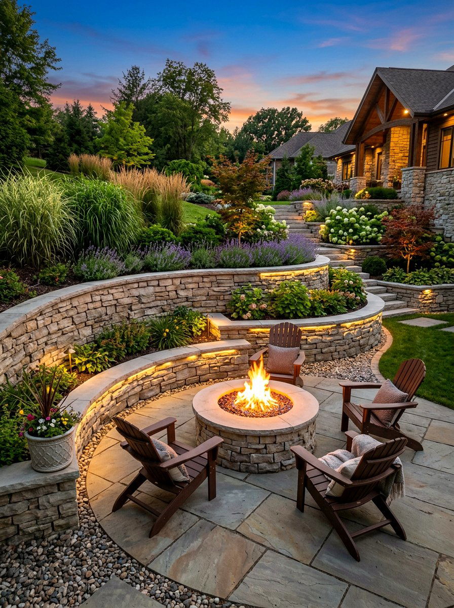 Retaining Wall Fire Pit - 30 backyard retreat fire pit ideas