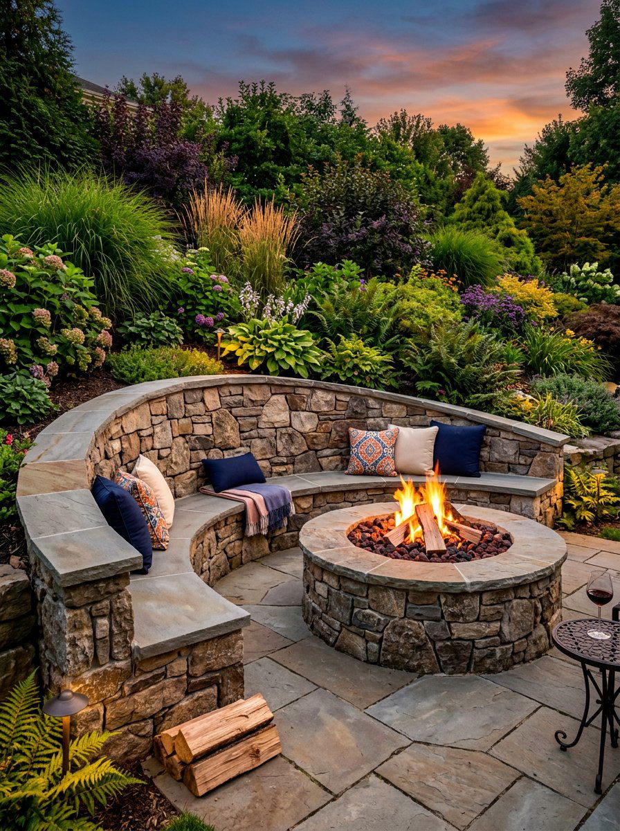 Retaining Wall Fire Pit - 30 fire pit patio ideas