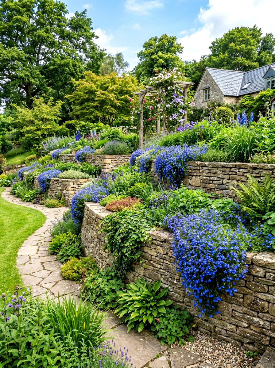 Retaining Wall Garden - 30 narrow garden ideas