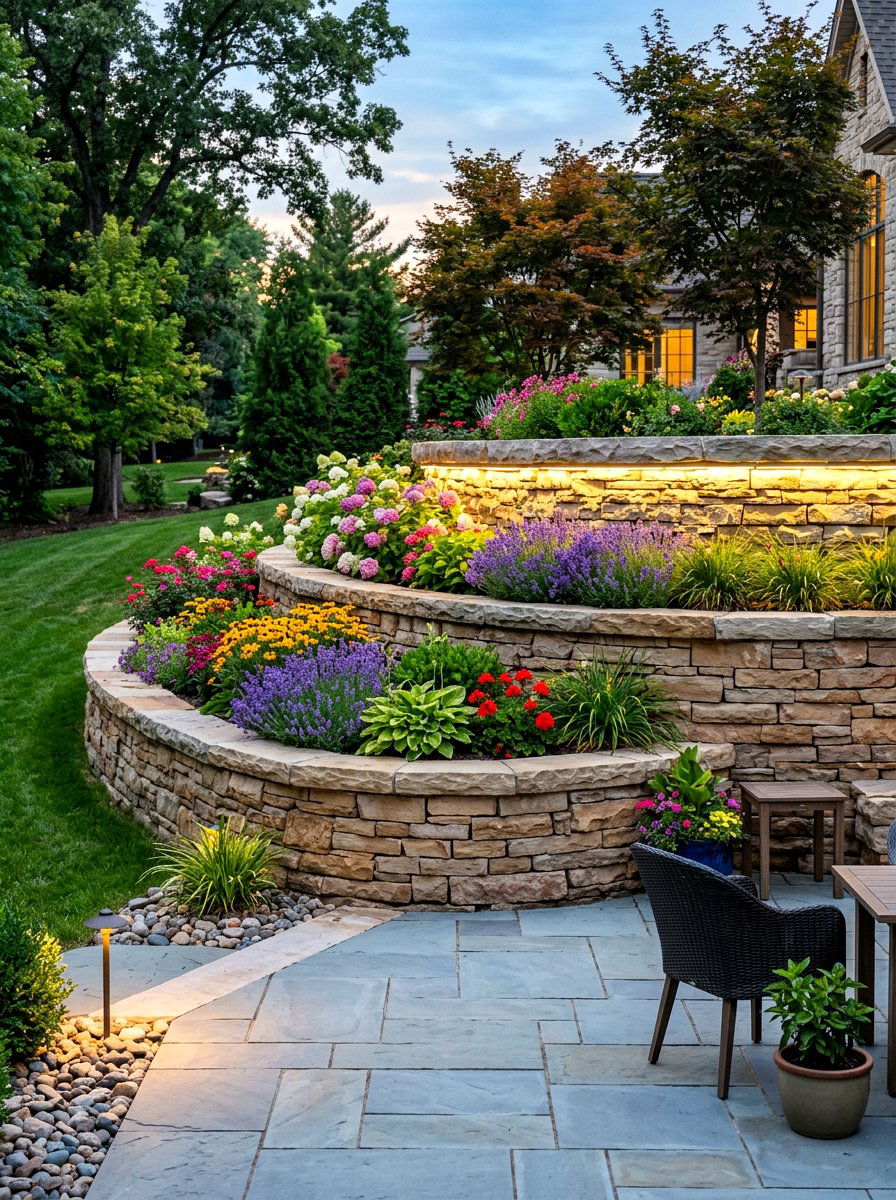 Retaining Wall Light - 30 cozy outdoor lighting ideas