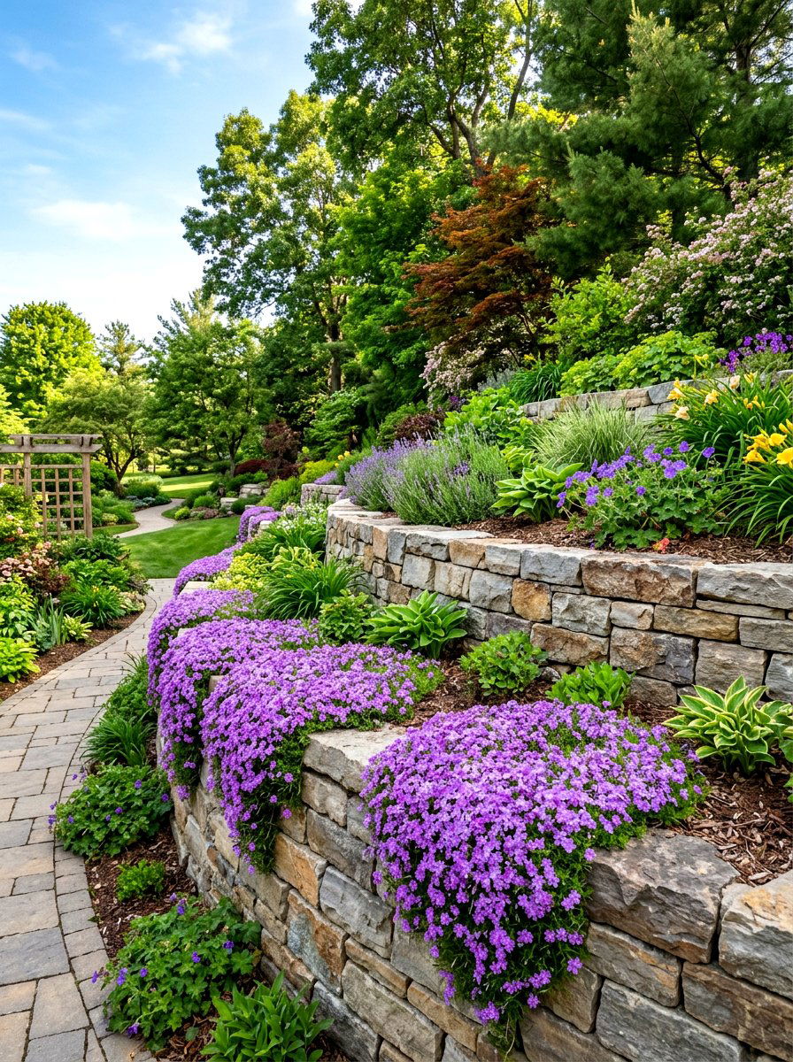 Retaining Wall Planter - 30 simple flower bed ideas