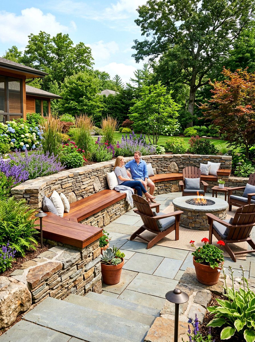 Retaining Wall Seating - 30 family backyard seating ideas