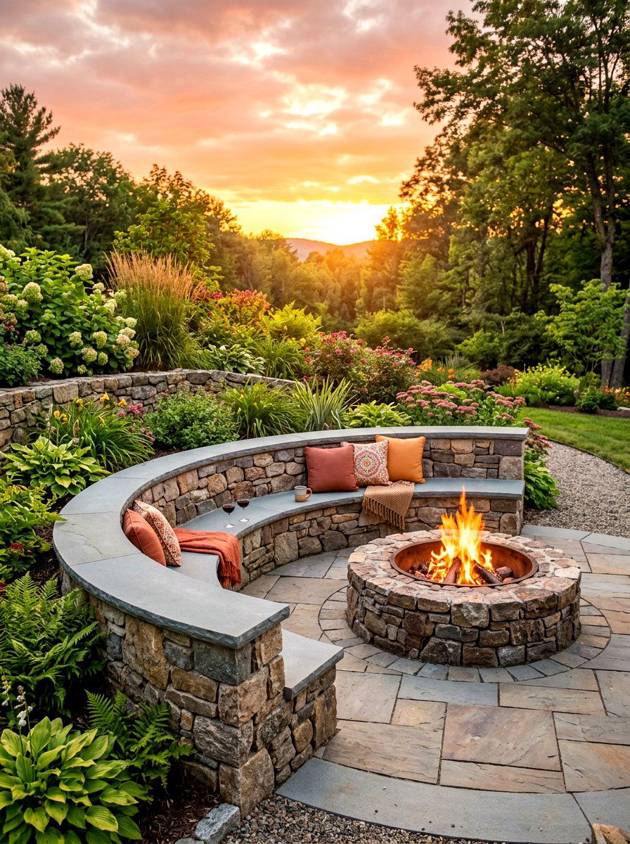 Retaining Wall Seating Around Fire - 30 fire pit seating ideas