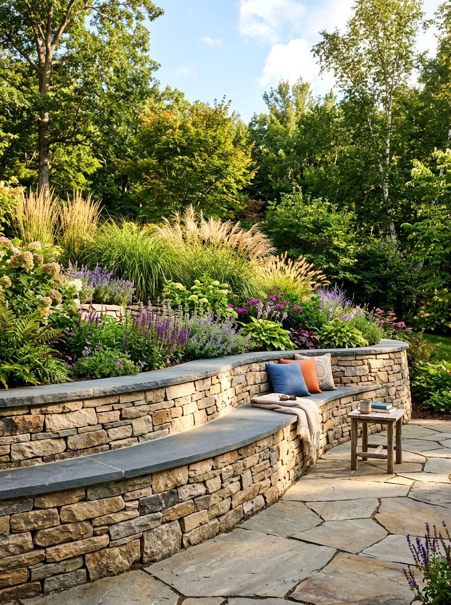 Retaining Wall Seating - 30 built in patio bench ideas