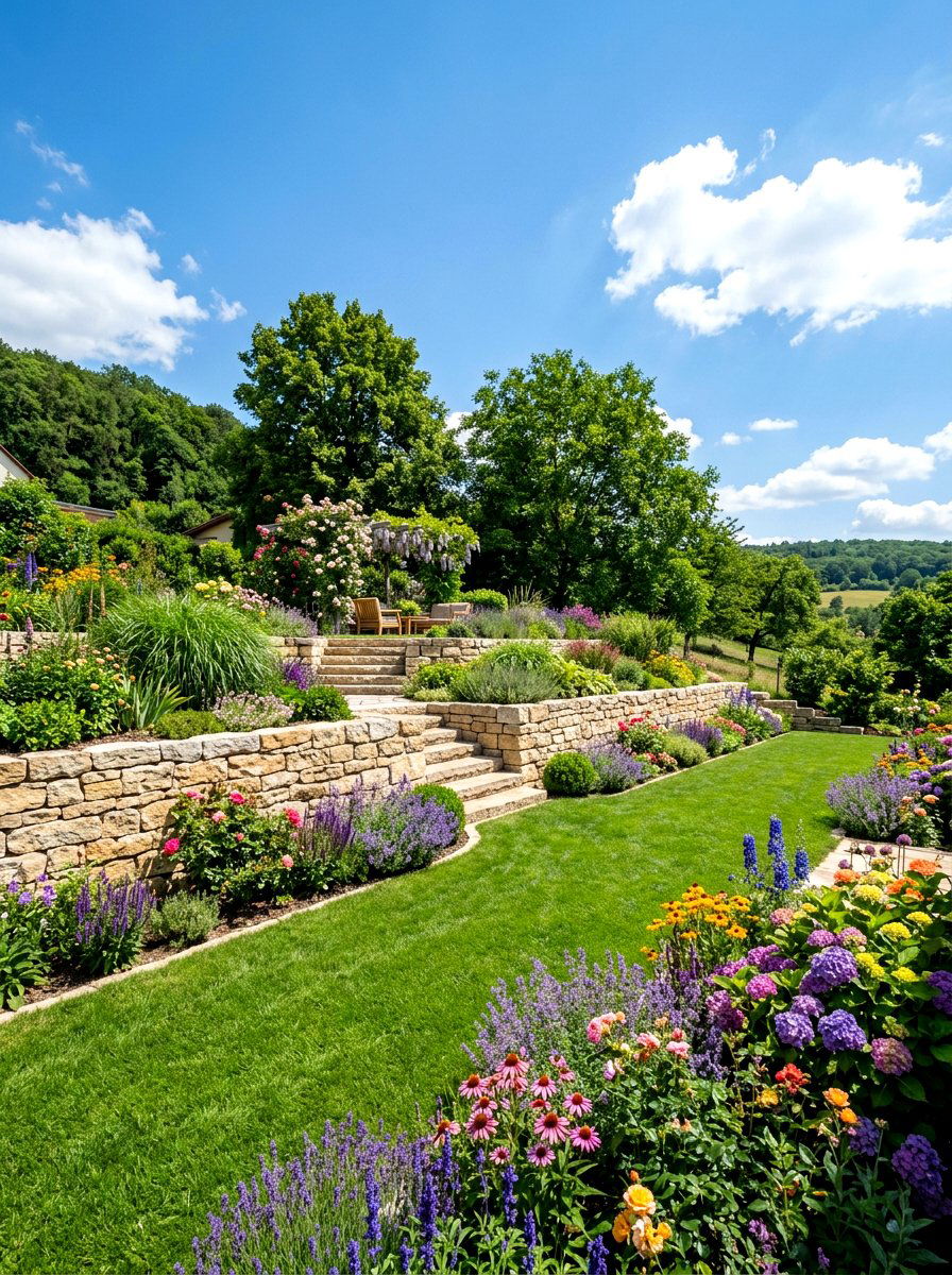 Retaining Wall Stone - 30 tiered backyard ideas