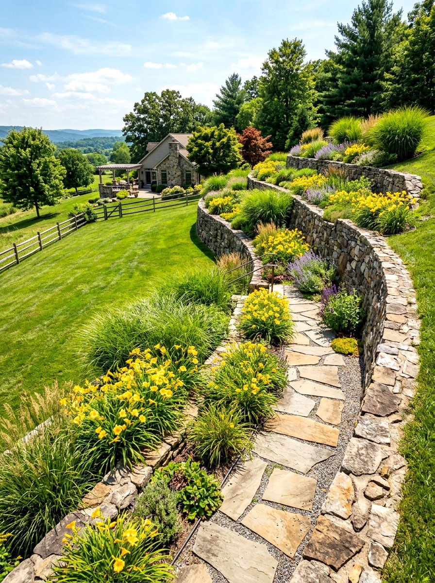 Retaining wall garden - 30 narrow raised bed ideas