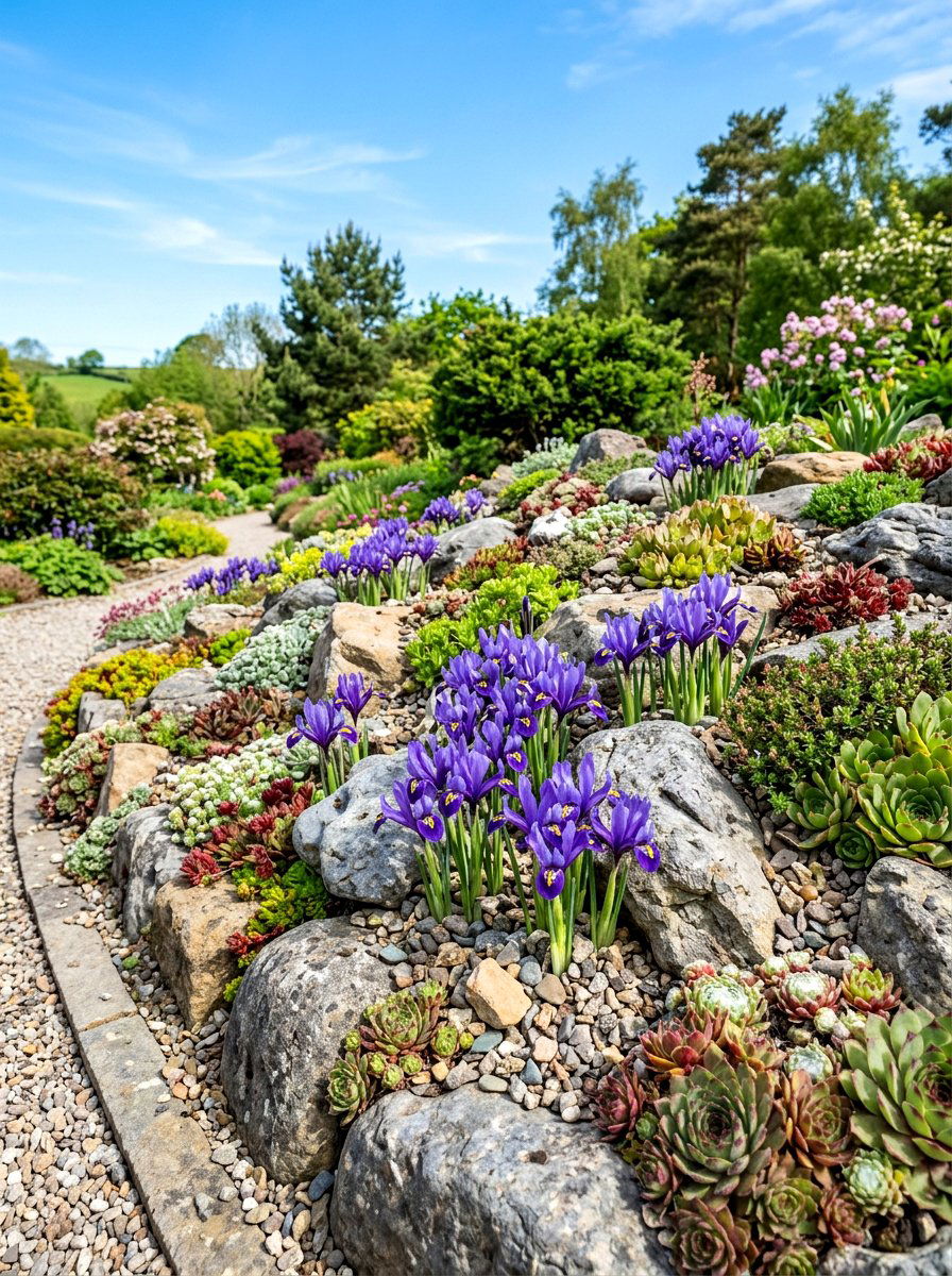 Reticulated Iris Rockery - 30 early spring flower bed ideas