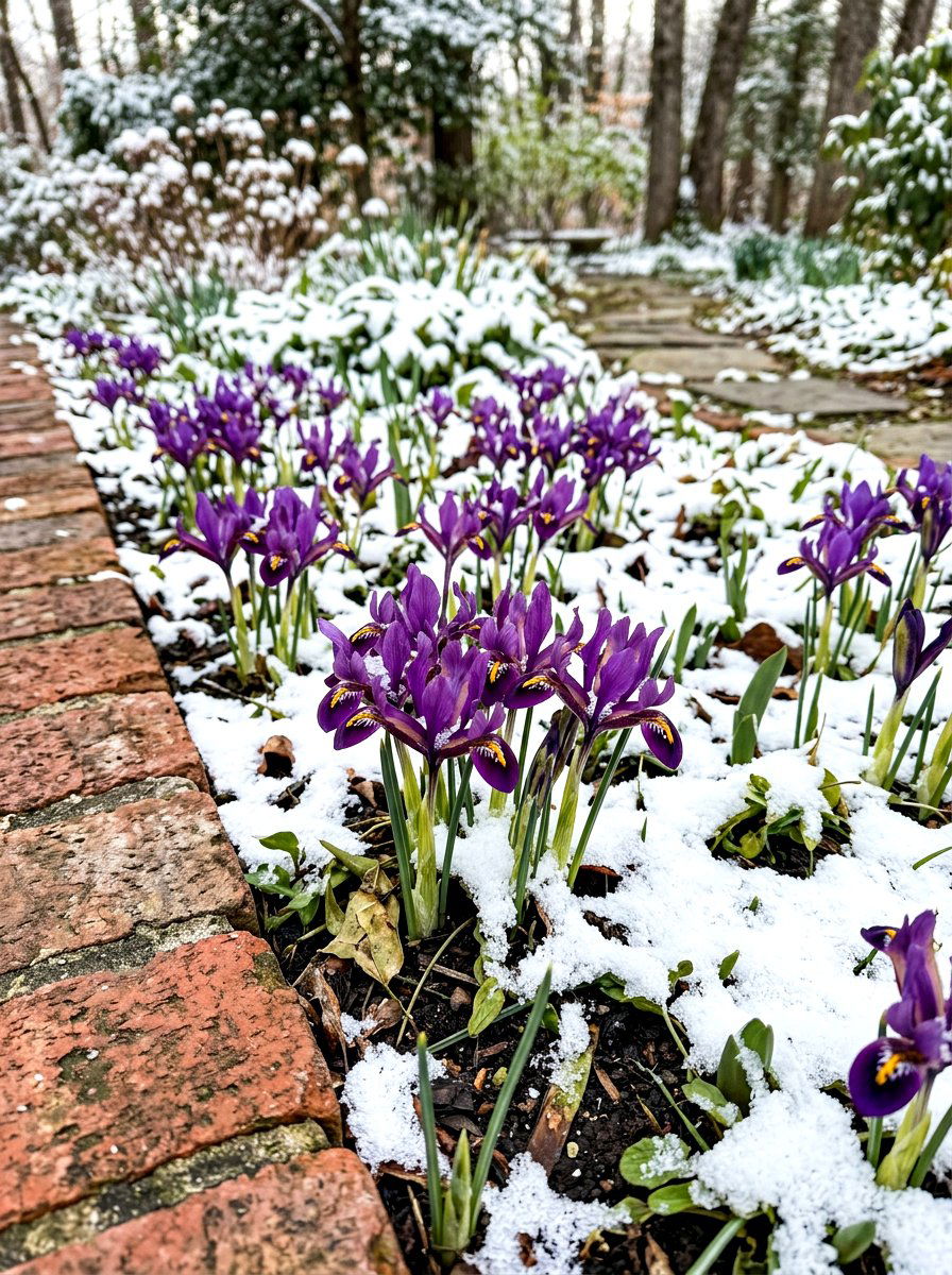 Reticulated iris early spring bed - 30 iris garden ideas