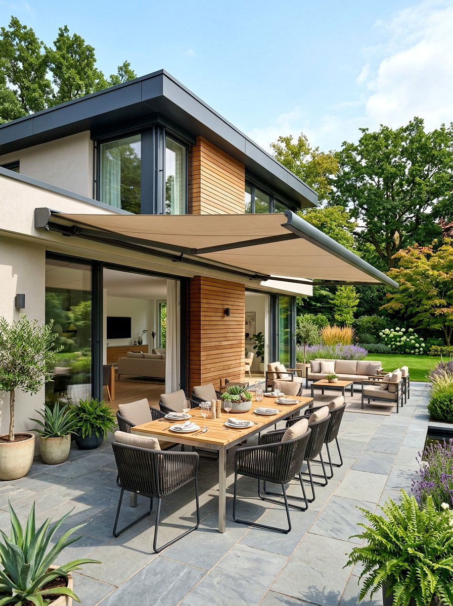 Retractable Awning - 30 patio shade ideas