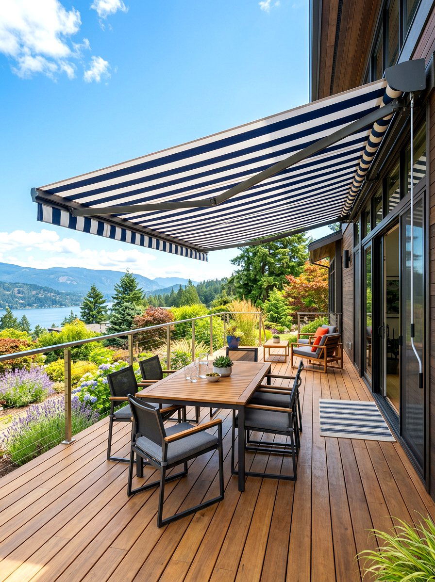 Retractable Awning Deck - 30 covered patio ideas