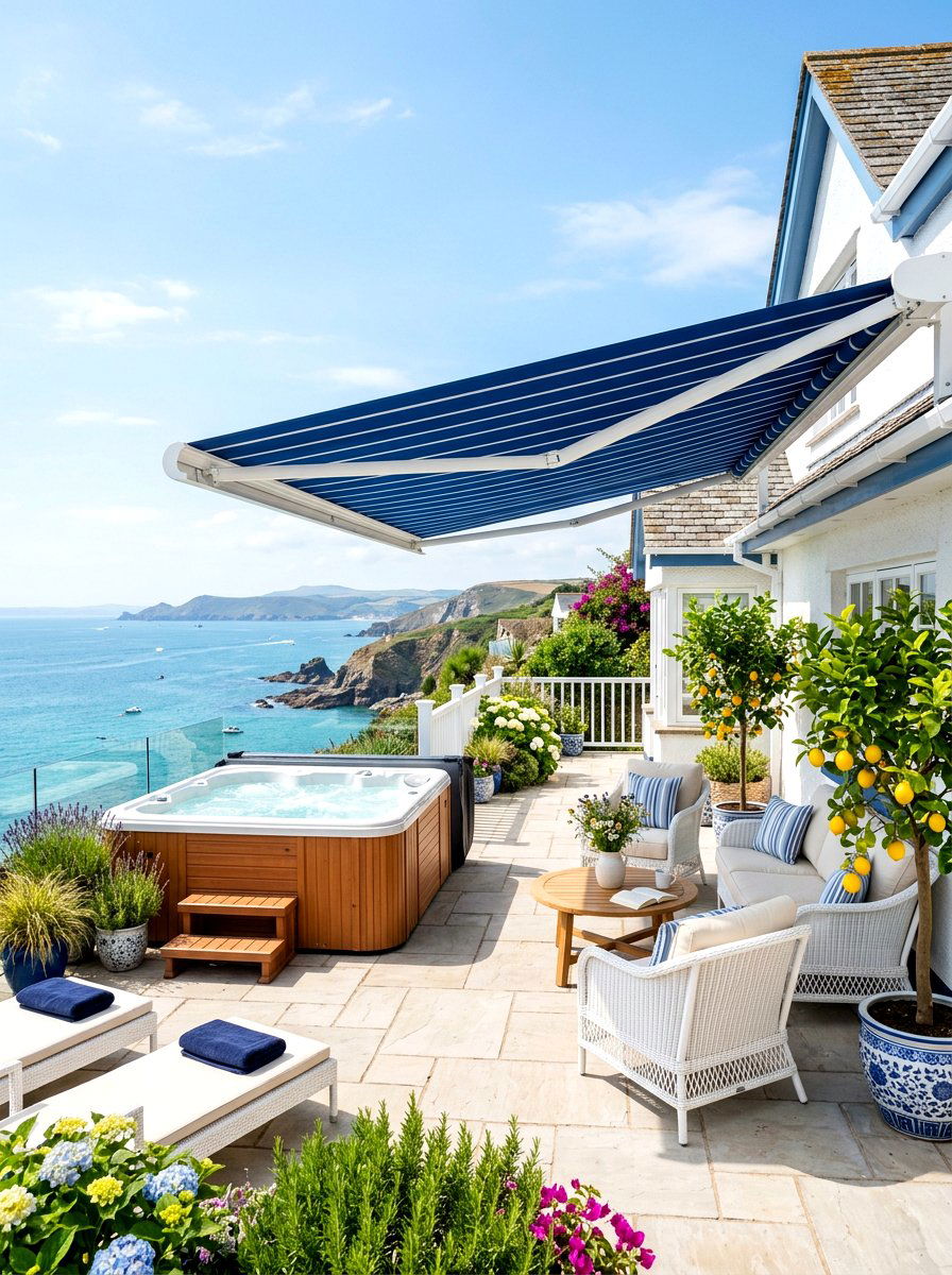 Retractable Awning Patio - 30 hot tub patio decor ideas aesthetic