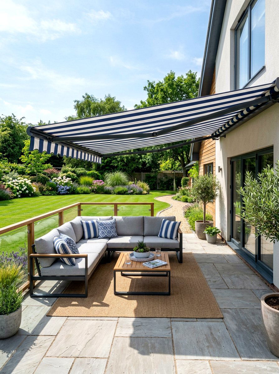 Retractable Awning Patio - 30 backyard entertaining zone ideas