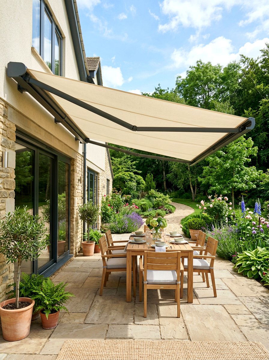 Retractable Awning Shade - 30 cozy patio ideas