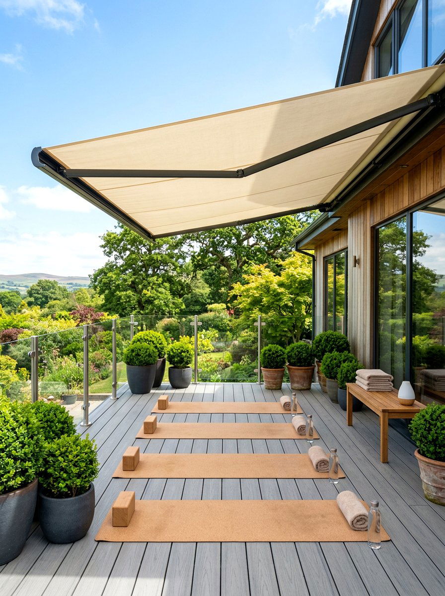 Retractable Awning Space - 30 backyard yoga deck ideas