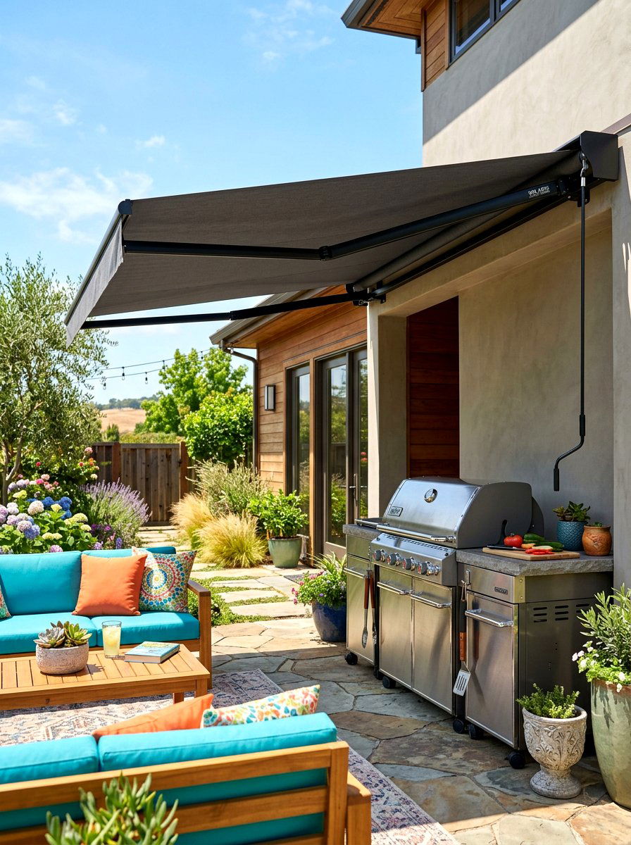 Retractable BBQ Cover - 30 bbq area ideas