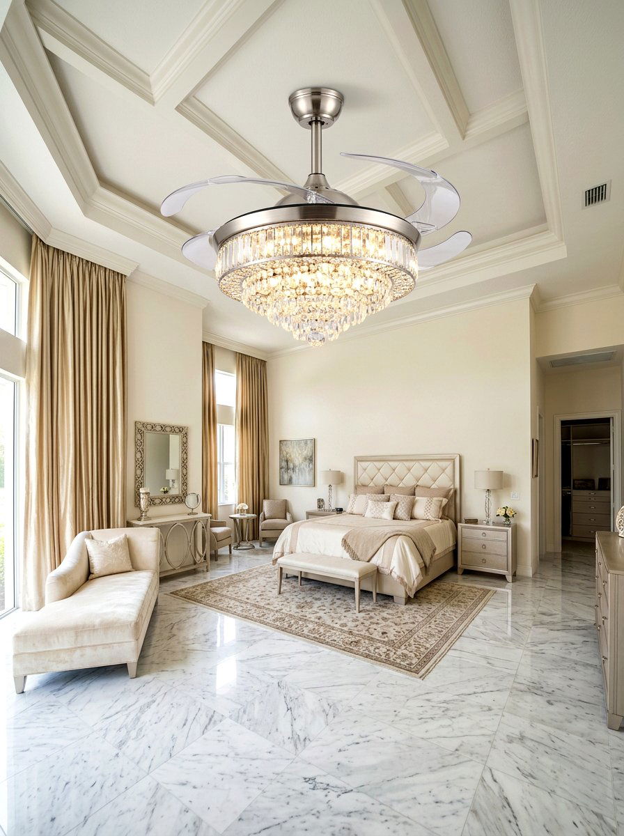 Retractable Blade Ceiling Fan - 30 bedroom ceiling fan ideas