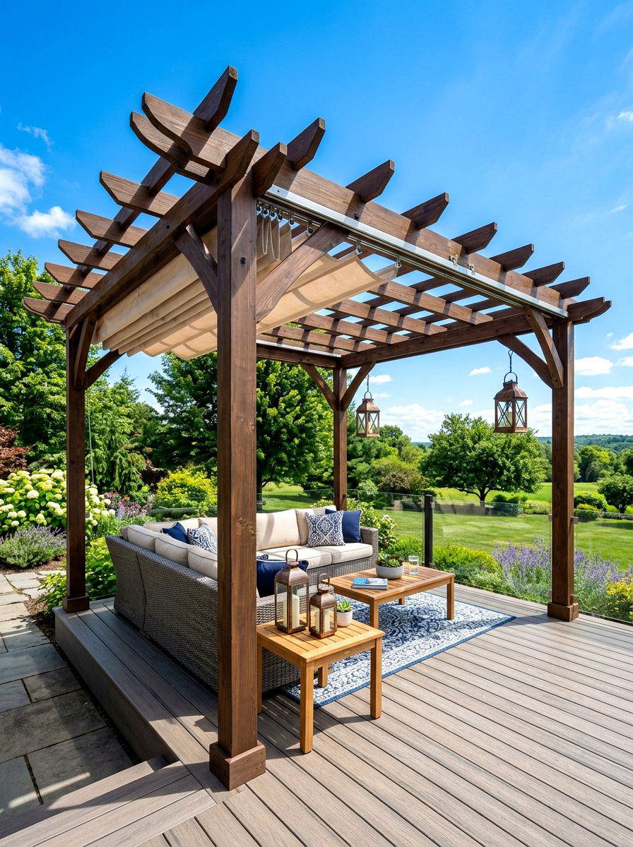 Retractable Canopy Deck Pergola - 30 deck pergola ideas