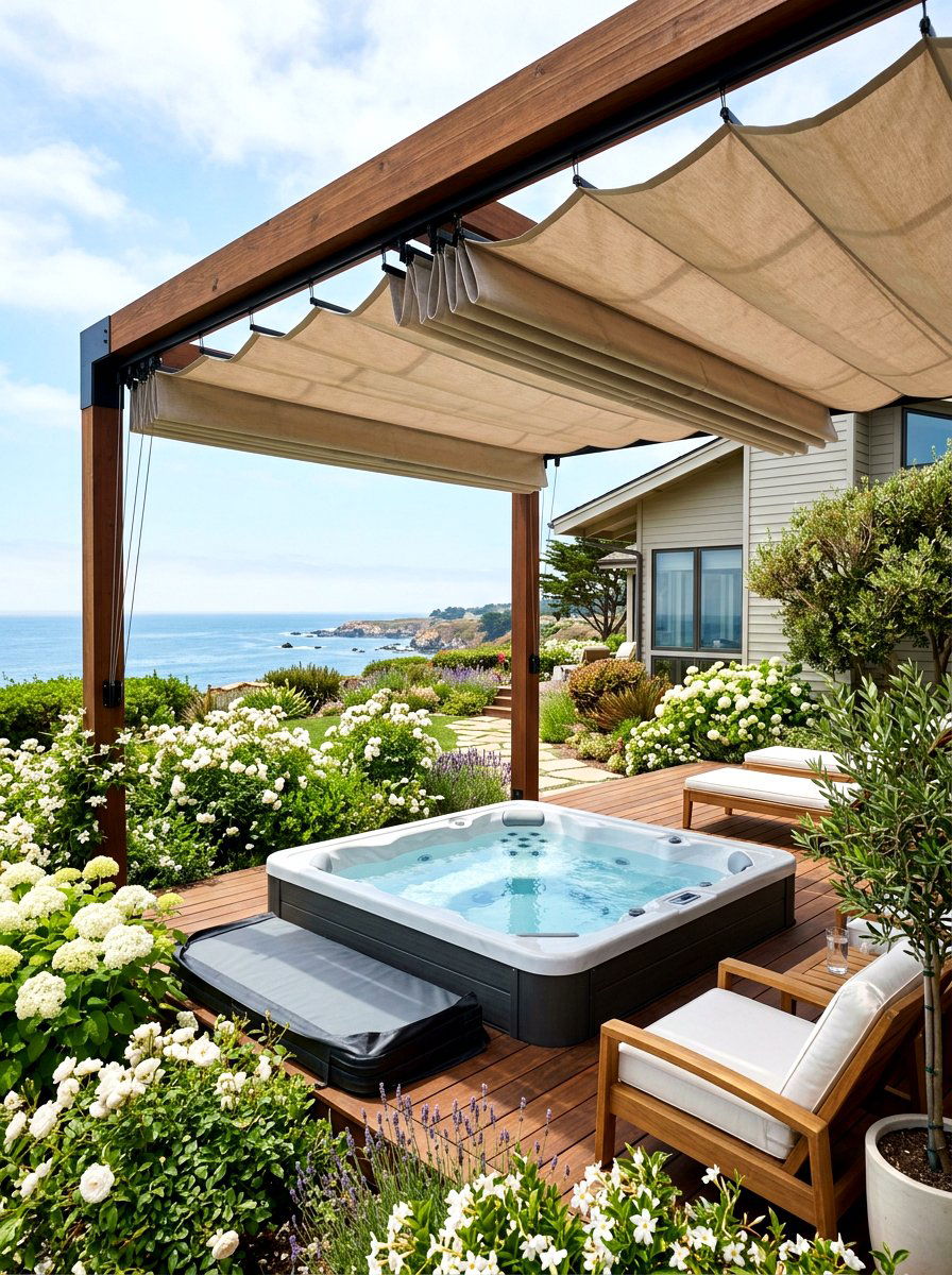 Retractable Canopy Hot Tub Pergola - 30 pergola over hot tub ideas