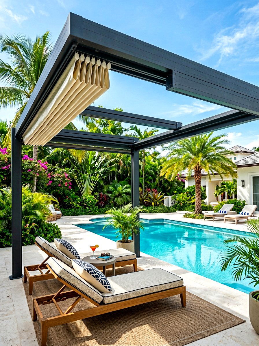 Retractable Canopy Metal Pergola - 30 metal pergola ideas