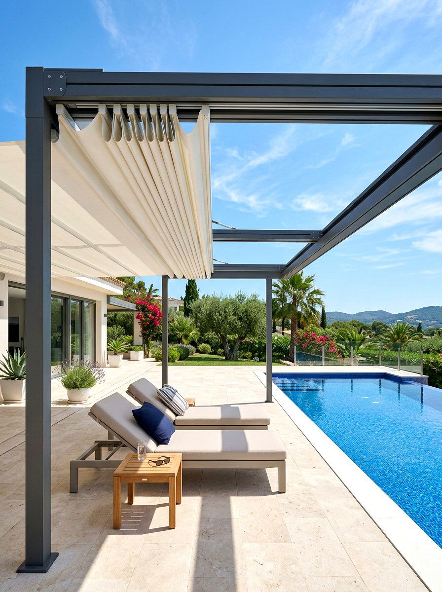 Retractable Canopy Pergola - 30 cozy pergola ideas