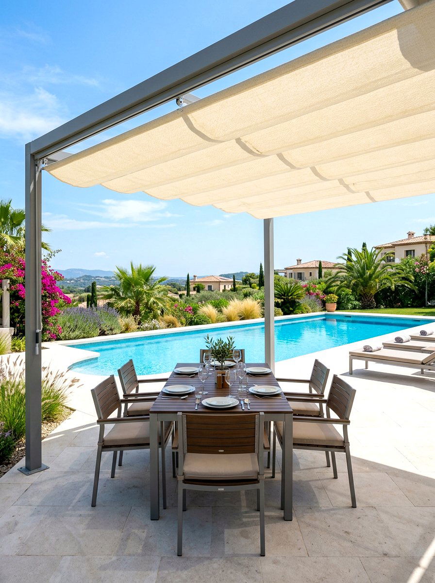 Retractable Canopy Pergola - 30 freestanding pergola ideas