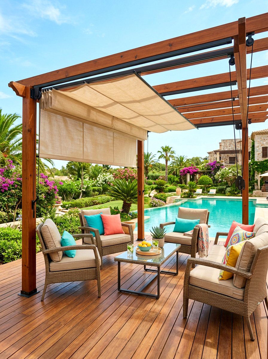 Retractable Canopy Pergola - 30 outdoor pergola ideas