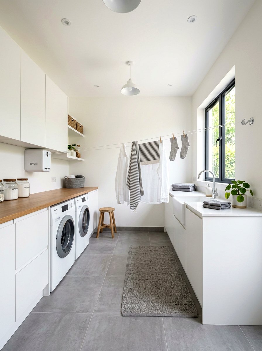 Retractable Clothesline Indoor - 30 narrow laundry room ideas