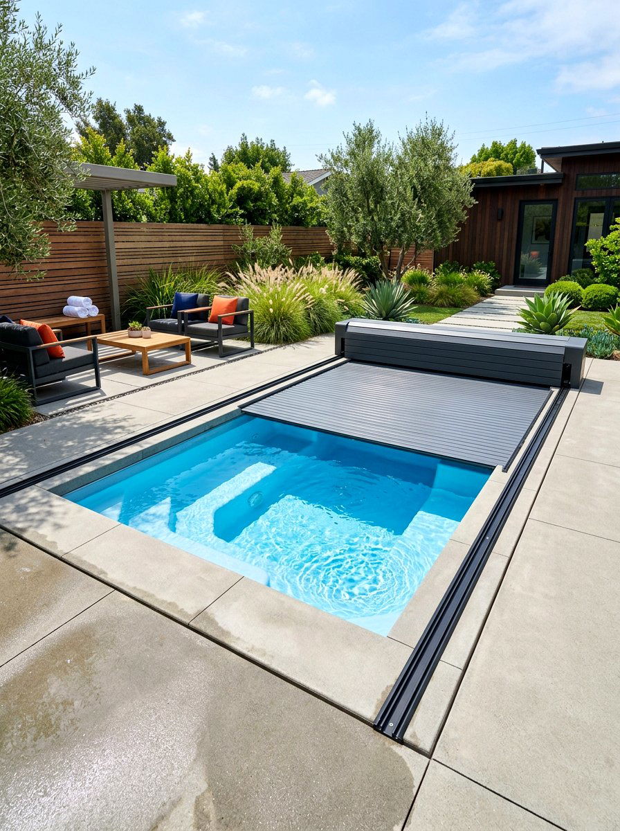 Retractable Cover Spa Pool - 30 spa pool backyard ideas