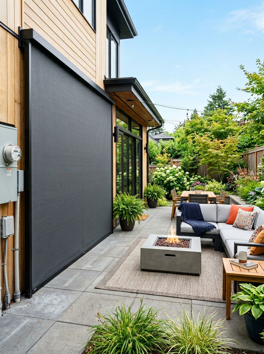 Retractable Fabric Privacy Screen - 30 utility area screen ideas