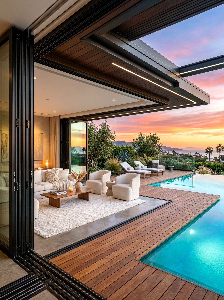Retractable Glass Wall Veranda - 30 rainproof patio ideas