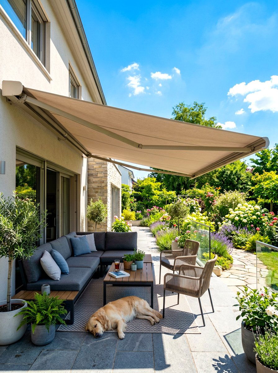 Retractable Patio Awning - 30 dog friendly patio ideas