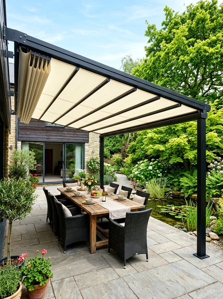 Retractable Patio Canopy - 30 summer patio hosting ideas