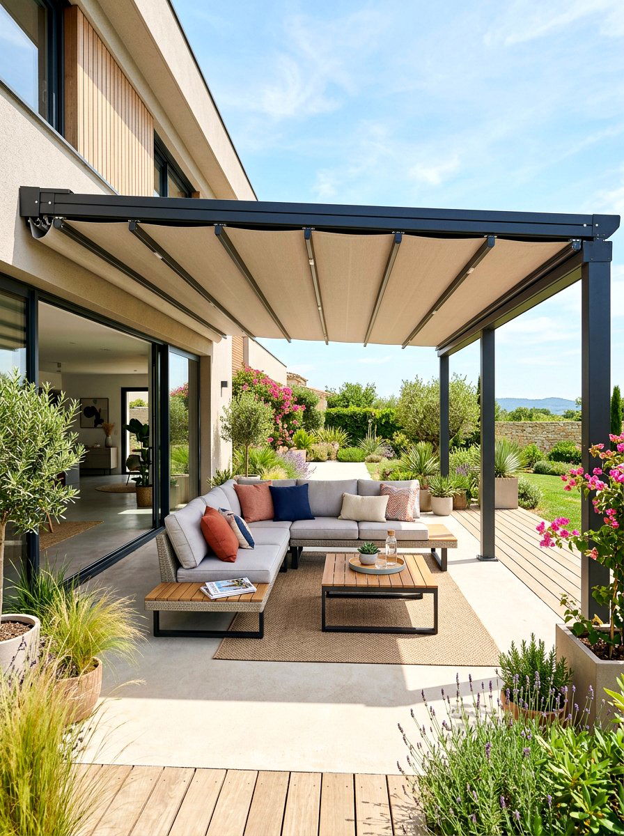 Retractable Pergola Canopy - 30 pergola shade ideas
