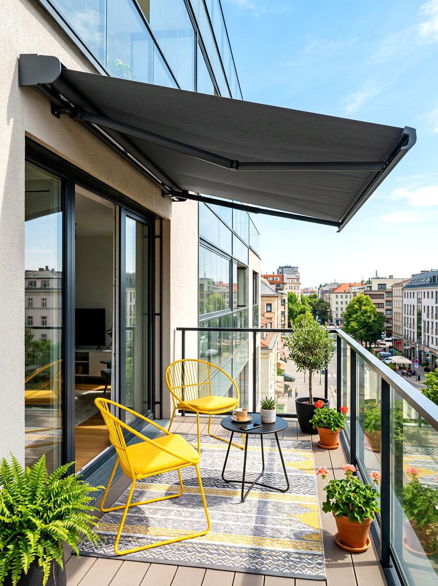 Retractable Privacy Awning - 30 backyard divider ideas