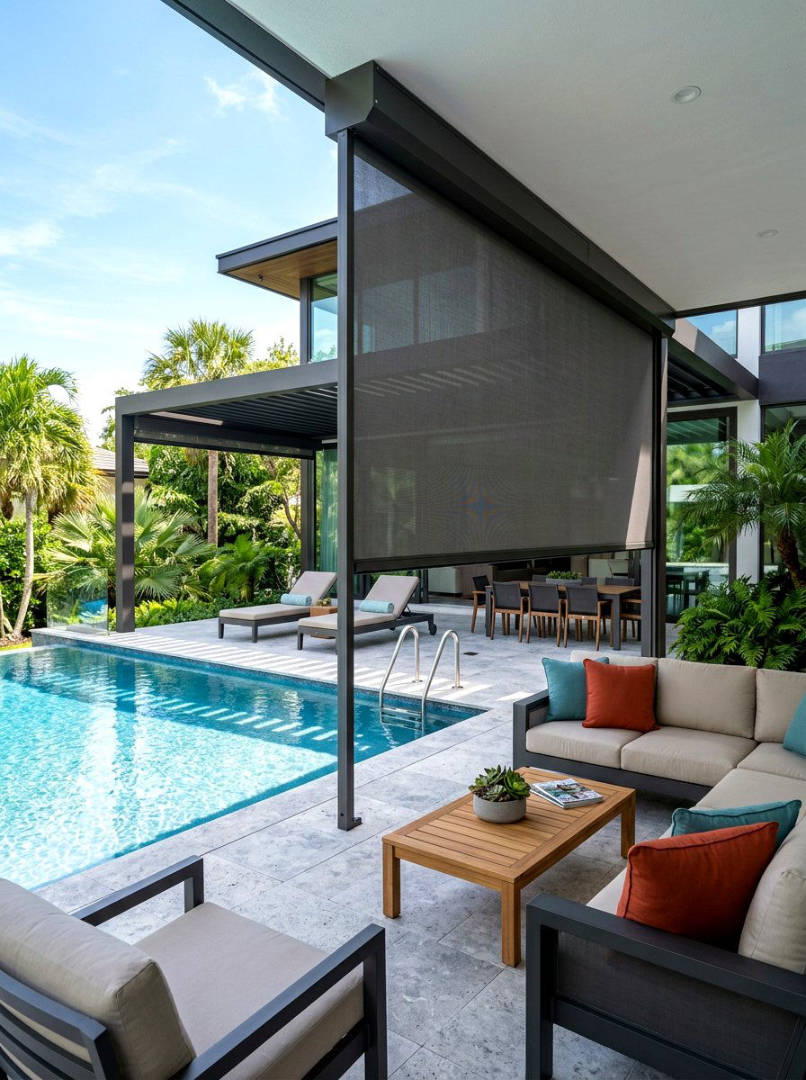 Retractable Privacy Screen - 30 pool privacy ideas