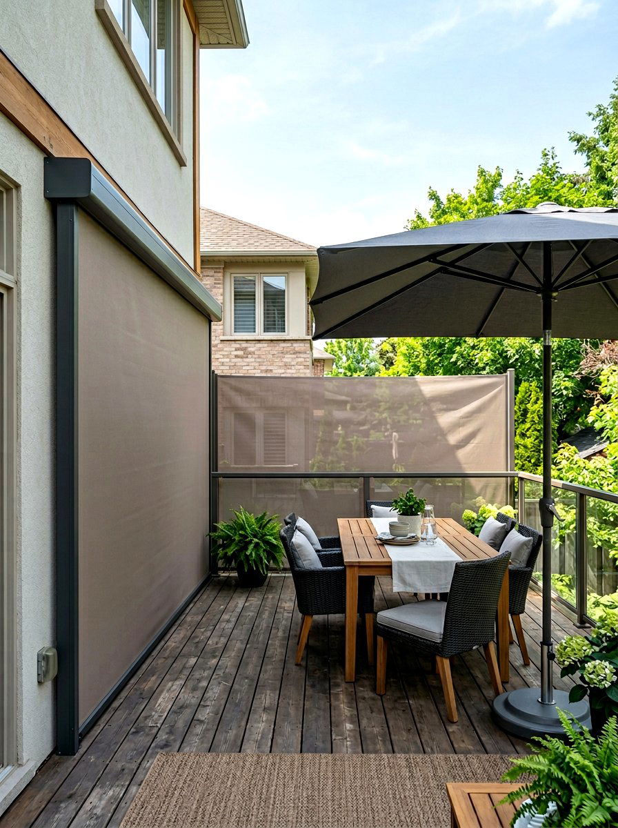 Retractable Privacy Side Awning - 30 deck privacy wall ideas