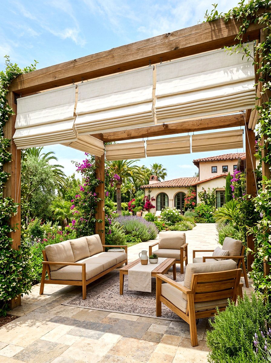 Retractable Roman Patio Shades - 30 Tuscan revival patio ideas