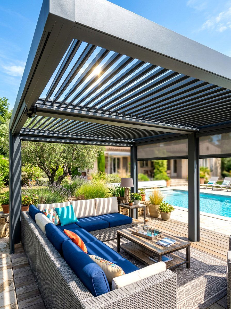 Retractable Roof Cabana - 30 pool cabana patio ideas